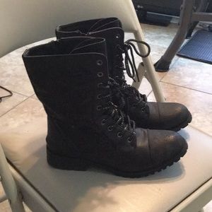 Glittery Lace Up Combat Boots
